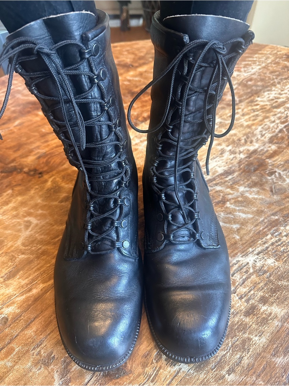 Men’s Black Lace-Up Leather Combat Boots- Dr Scholls -Size 11